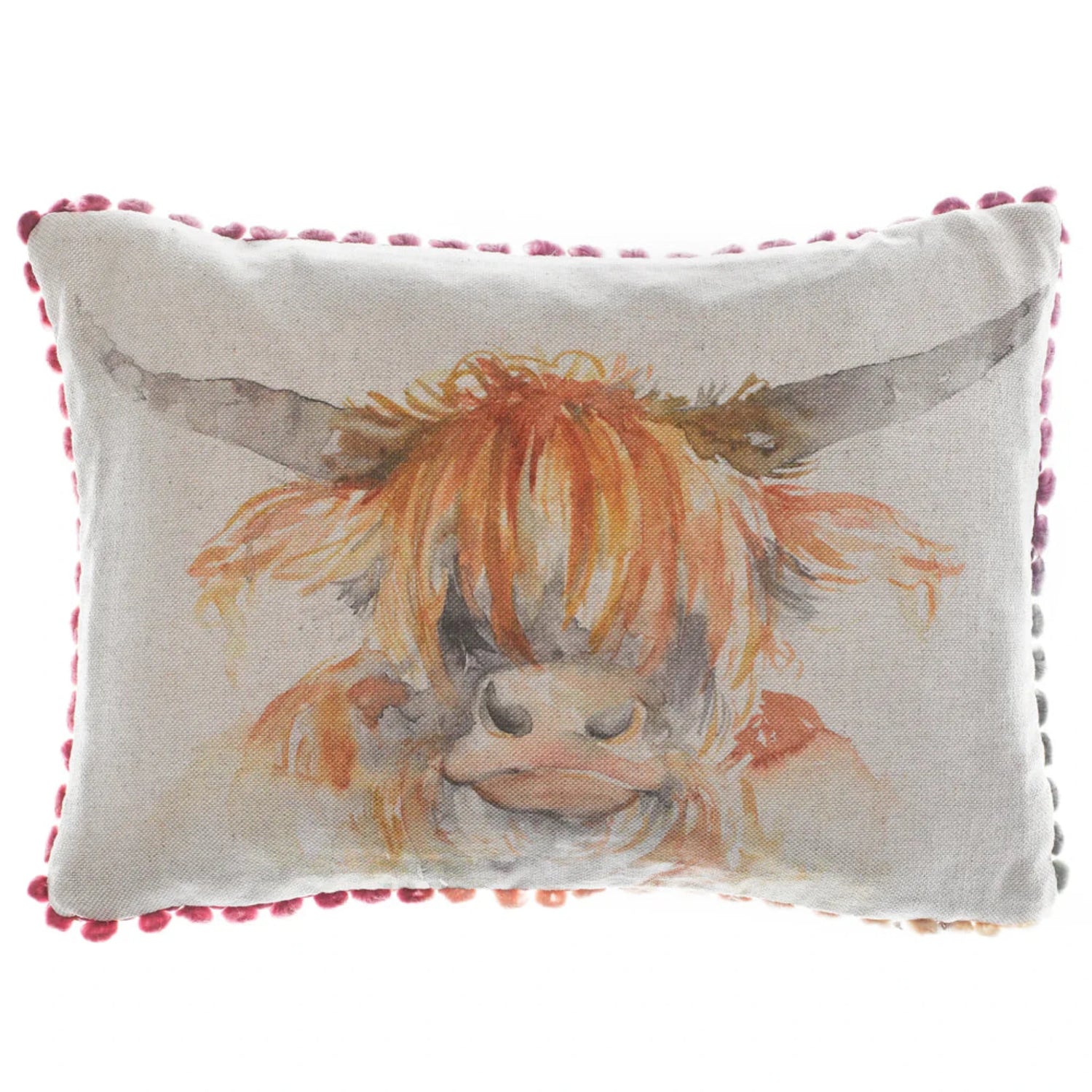 Voyage Maison Highland Cow Printed Cushion Natural 25cm x 35cm