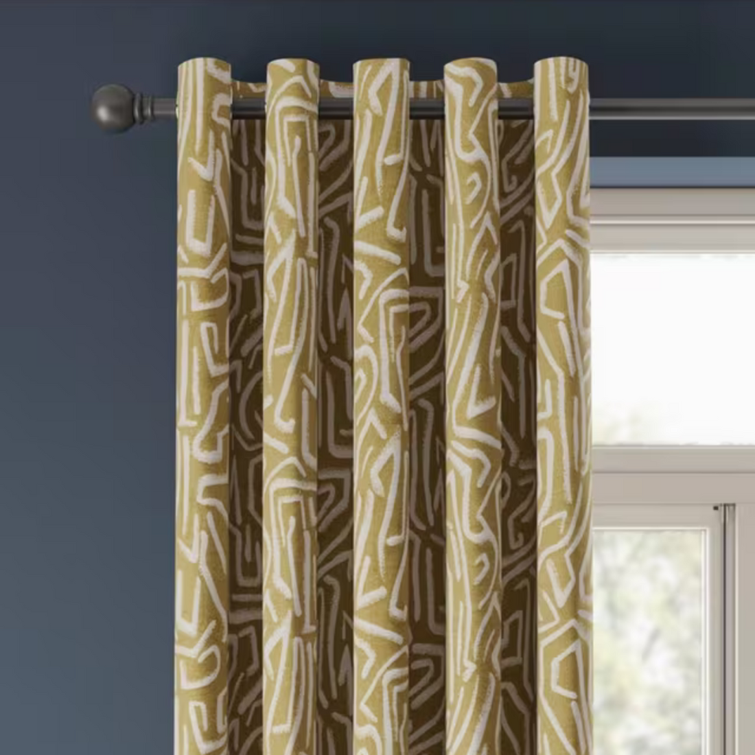 Harlequin Melodic Lined Eyelet Curtains Pair Gold &amp; Sand W228 x Drop 228cm