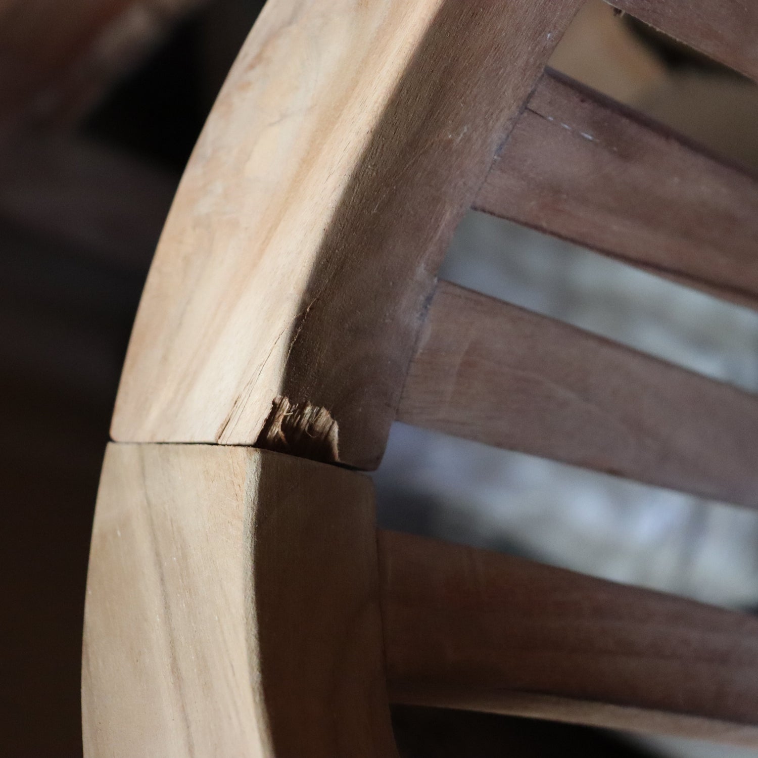 a close up of a wooden chair