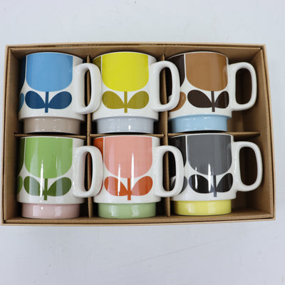 Orla Kiely Stackable Mugs Block Print Set of Six SECONDS