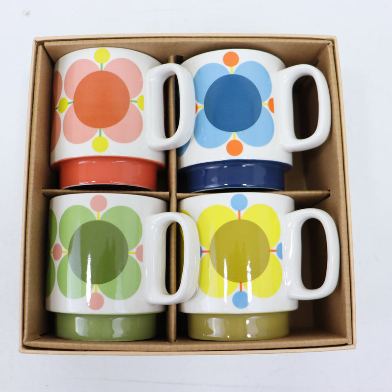 Orla Kiely Stackable Mugs Atomic Print Set of Four SECONDS
