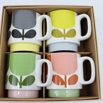 Orla Kiely Stackable Mugs Block Print Set of Four SECONDS