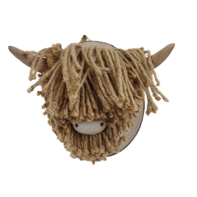 Aquarelle Home Ailsa Mini Wall Mounted Highland Cow Head Jute Natural