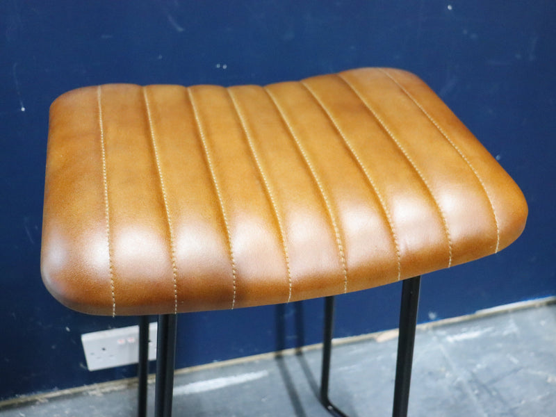 Nkuku Narwana Ribber Leather Stool Tan Leather 75cm