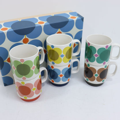 Orla Kiely Stackable Mugs Atomic Print Set of Six - SECONDS