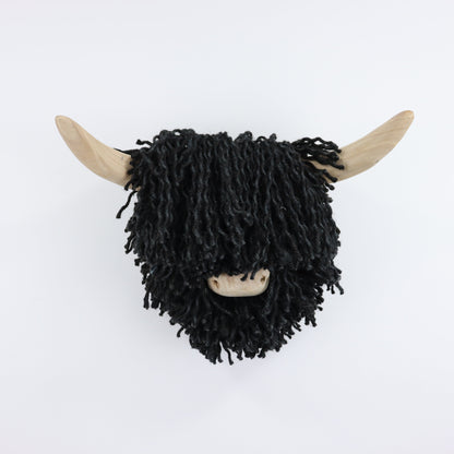 Aquarelle Home Ailsa Wall Mounted Highland Cow Head Jute Black