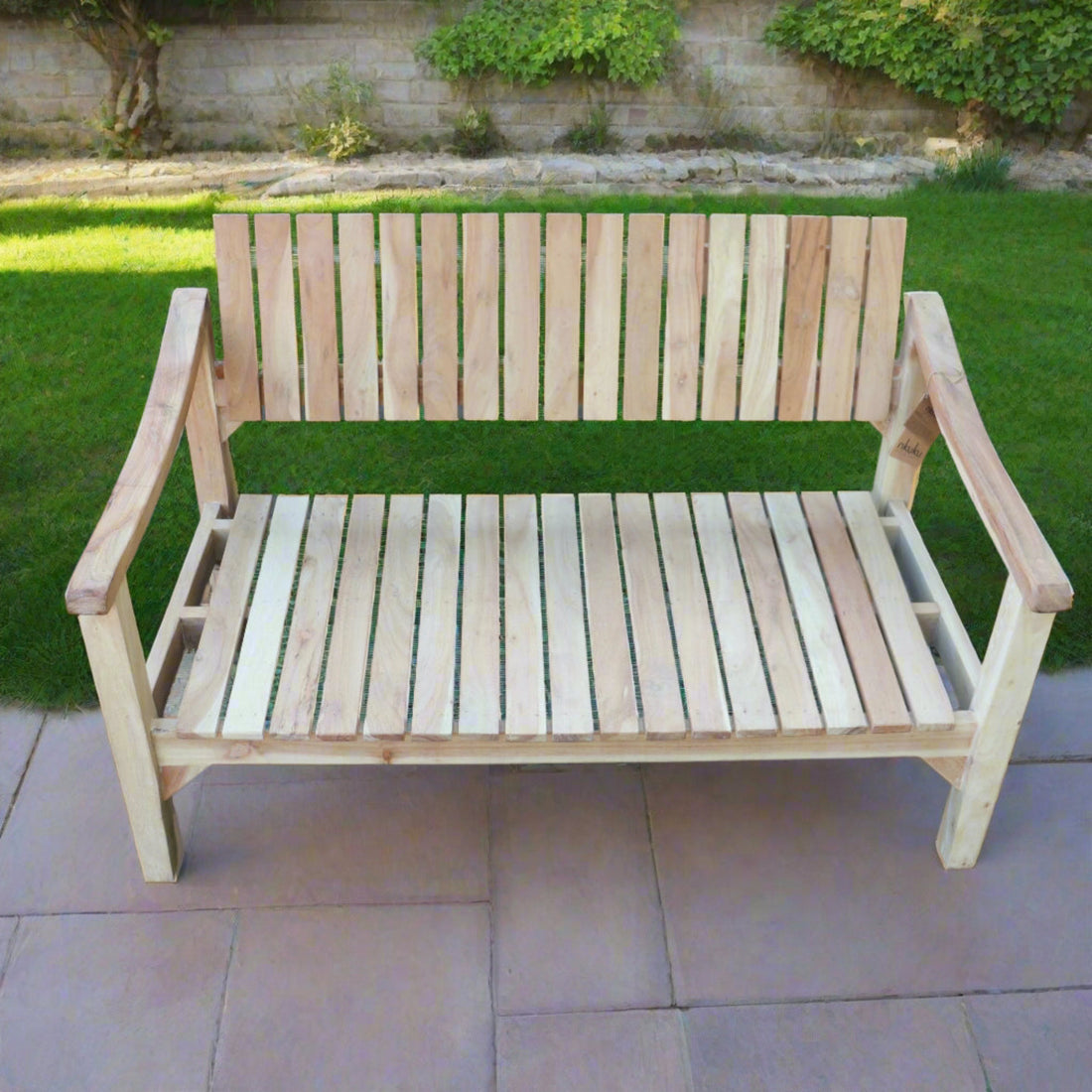 Nkuku Deev Slanted Wooden Garden Bench