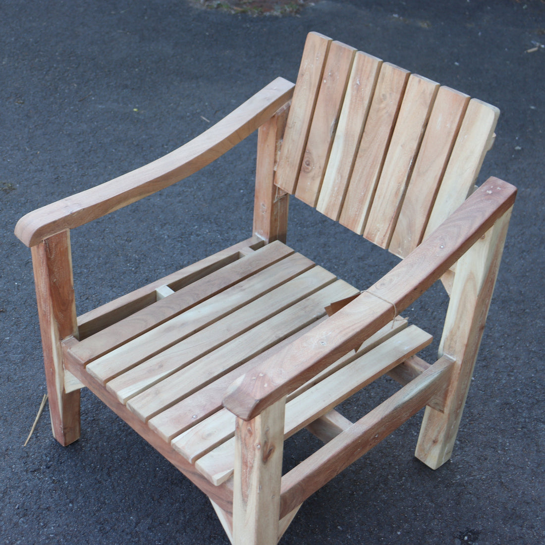 Nkuku Deev Slatted Wooden Garden Armchair Natural
