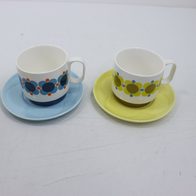 Orla Kiely Atomic Flower Set of 2 Cappuccino/Tea Cup & Saucer Set - SECONDS