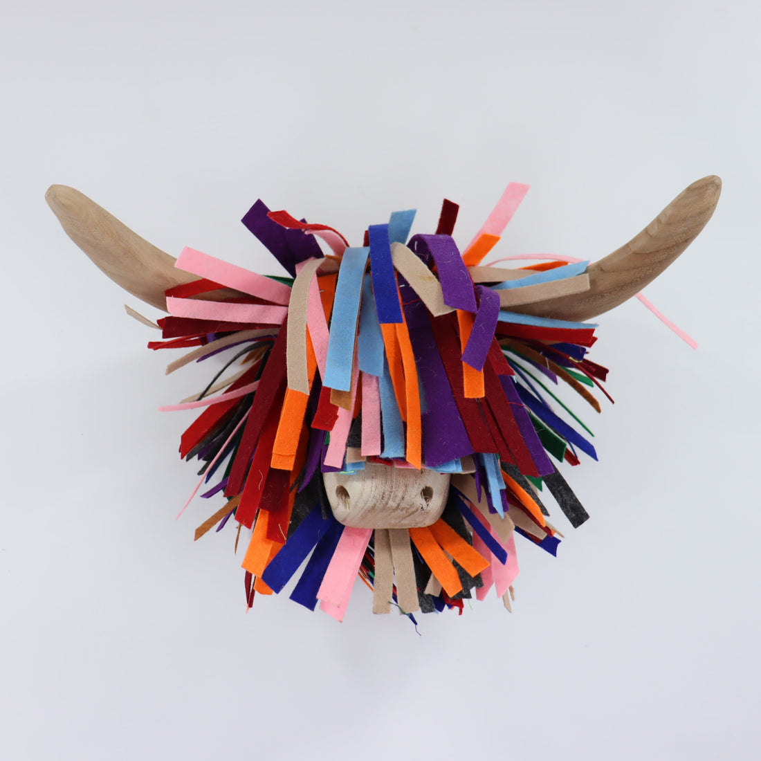 Aquarelle Home Alisa Wall Mounted Highland Cow Sculpture Wool Felt Multi