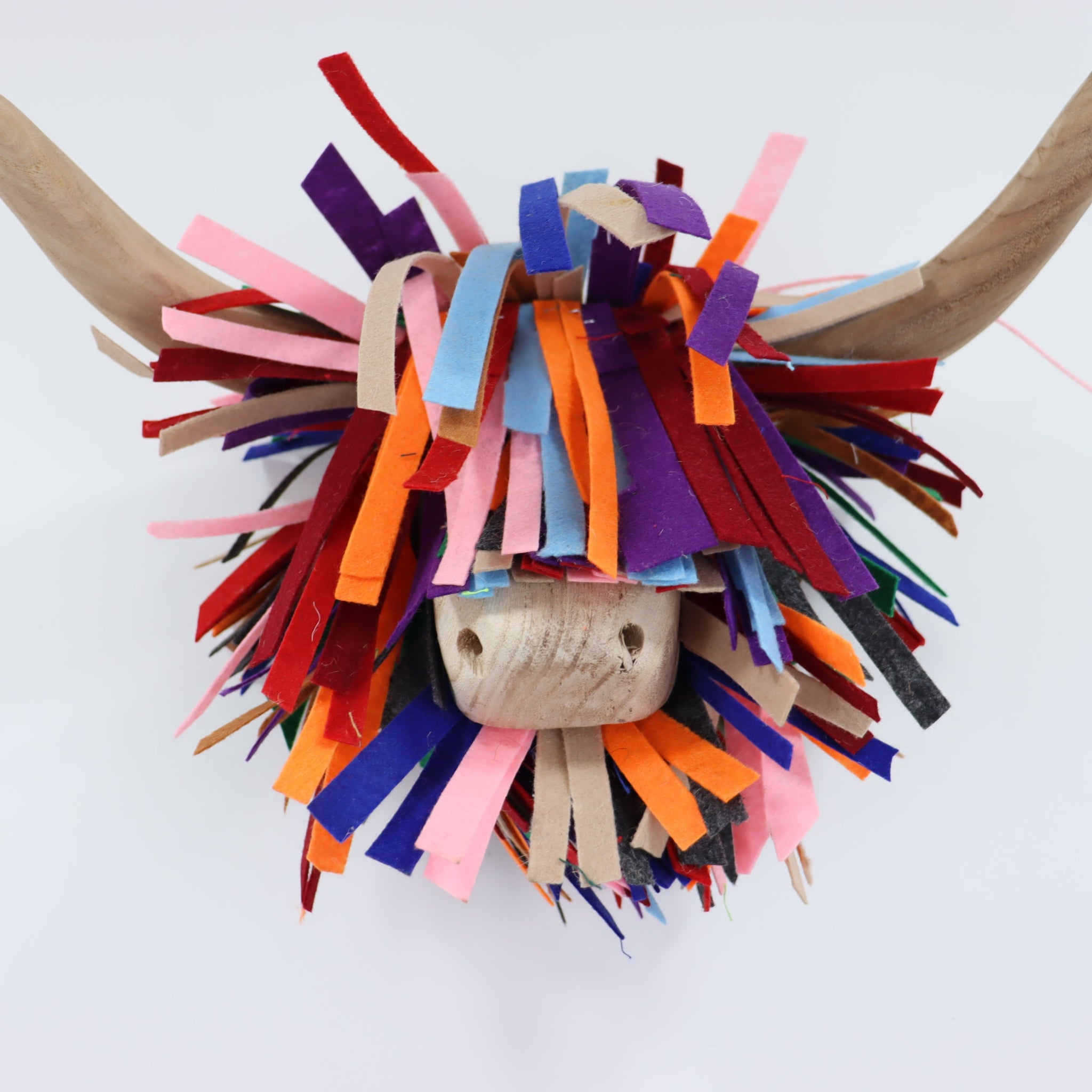 Aquarelle Home Alisa Wall Mounted Highland Cow Sculpture Wool Felt Multi