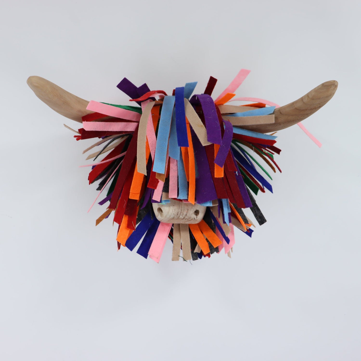 Aquarelle Home Alisa Wall Mounted Highland Cow Sculpture Wool Felt Multi