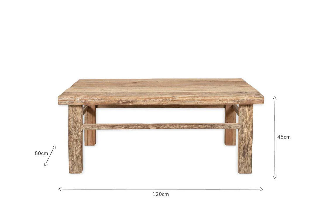 Wooden bench with dimensions on a white background