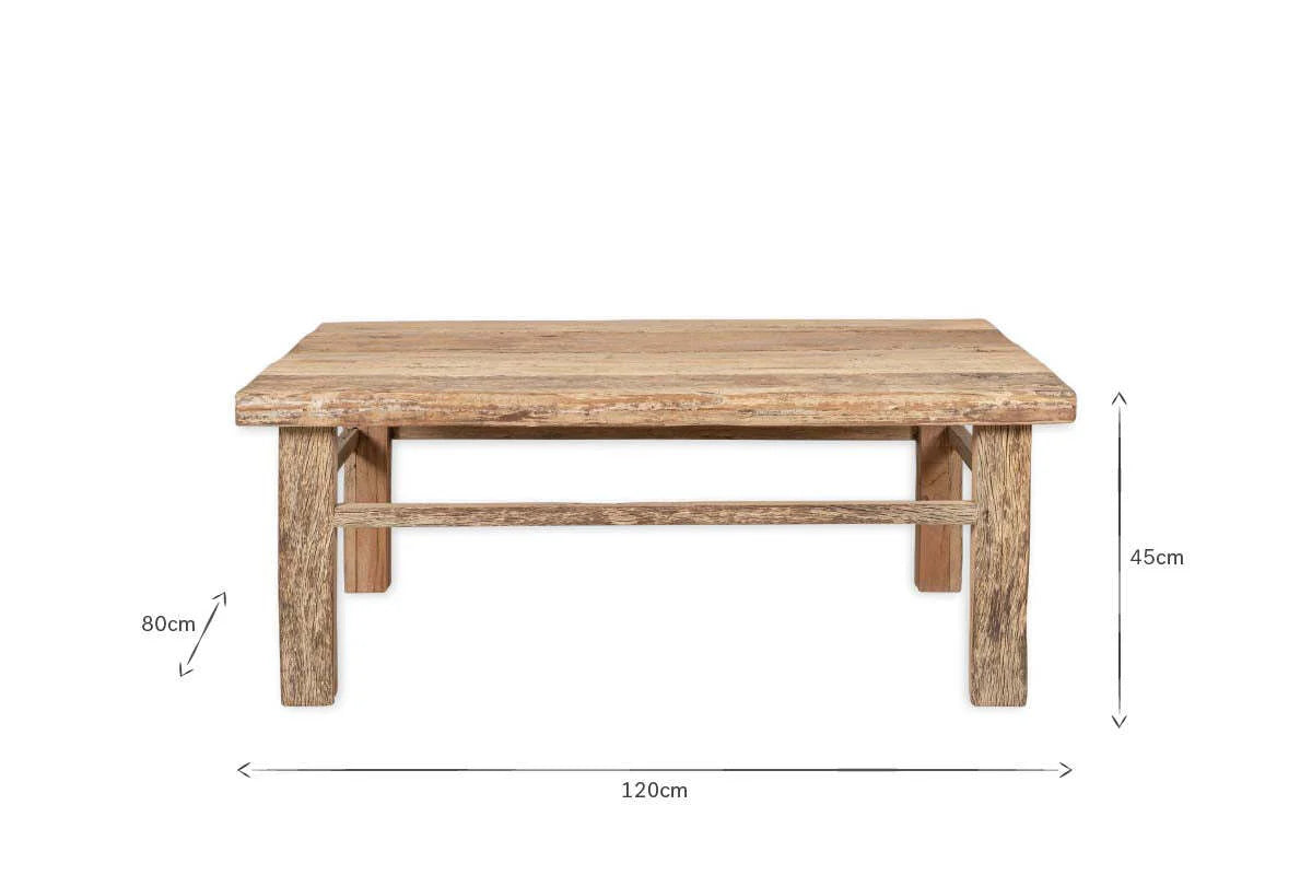 Wooden bench with dimensions on a white background