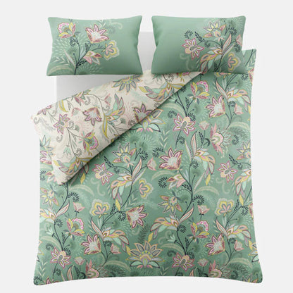 Sara Miller Passiflora Reversible Duvet Cover Set Light Stone Sage