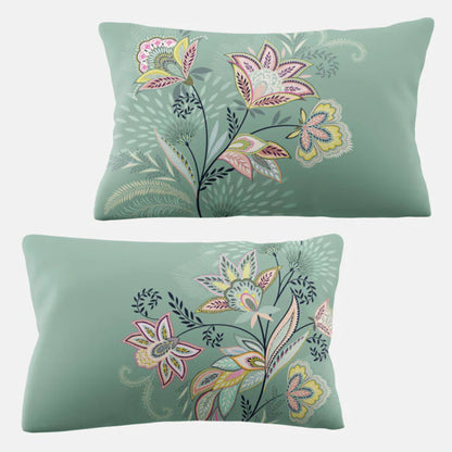 Sara Miller Passiflora pillowcase pair sage green with floral print