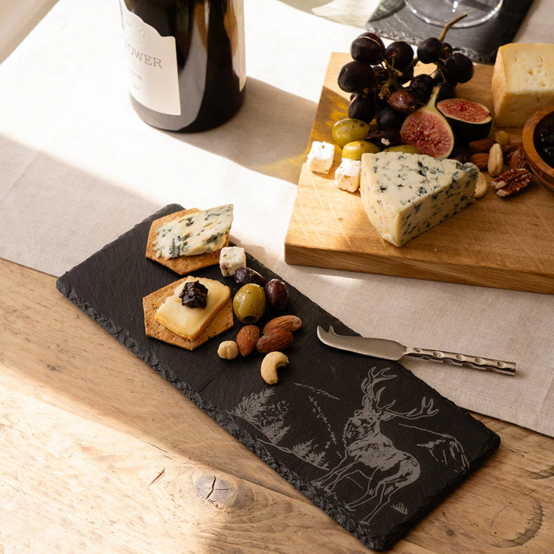 Selbrae House Scenic Stag Mini Slate Cheese Board &amp; Knife Set