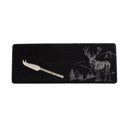 Selbrae House Scenic Stag Mini Slate Cheese Board &amp; Knife Set