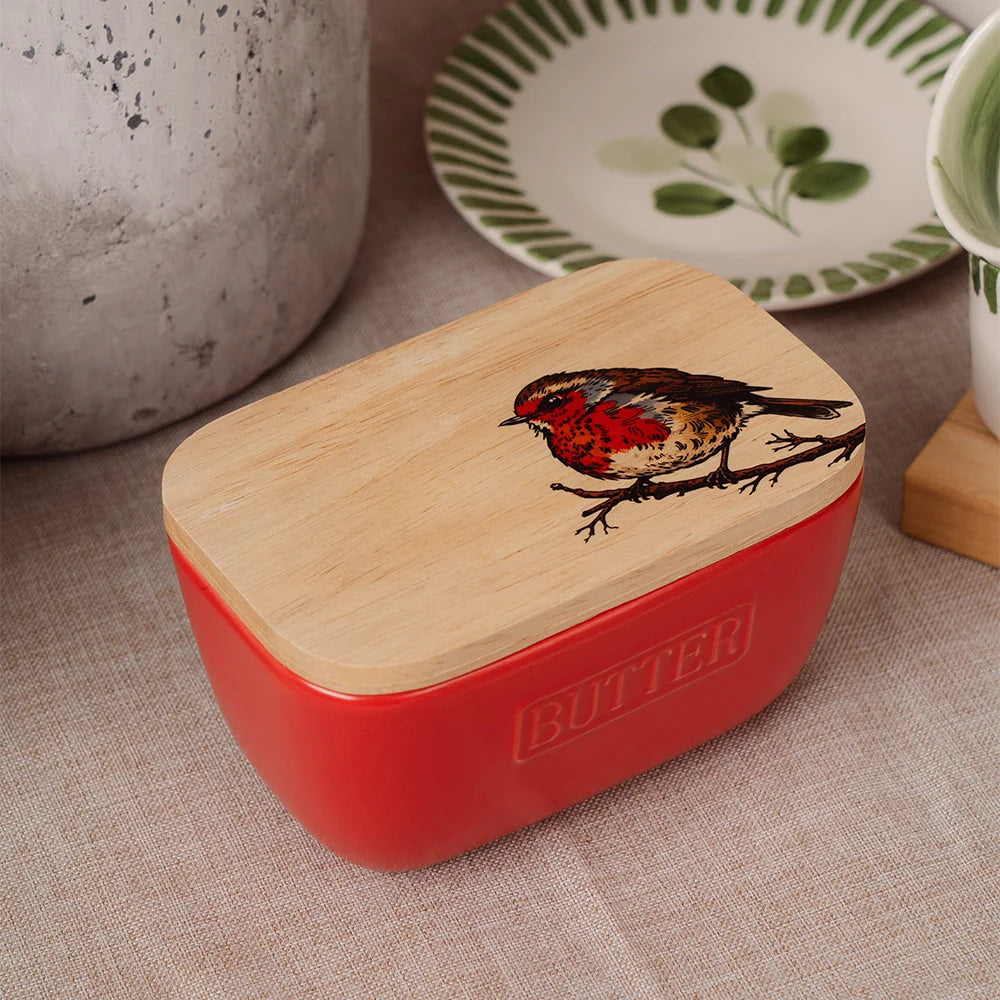 Selbrae House Robin Butter Dish Red