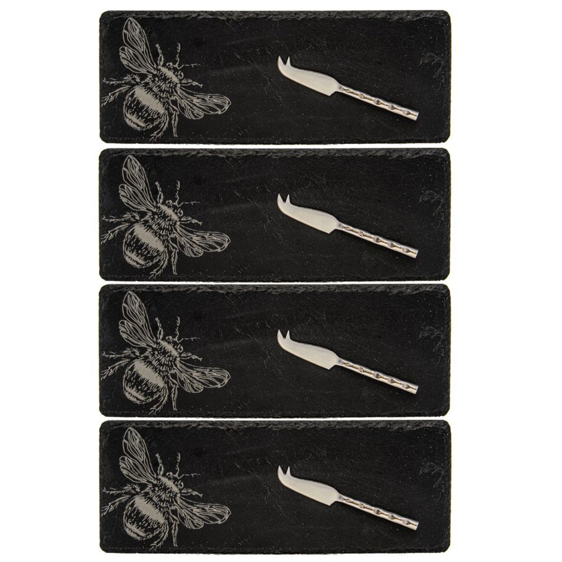 Selbrae House 4 Mini Slate Cheese Board & Knife Sets - Bee