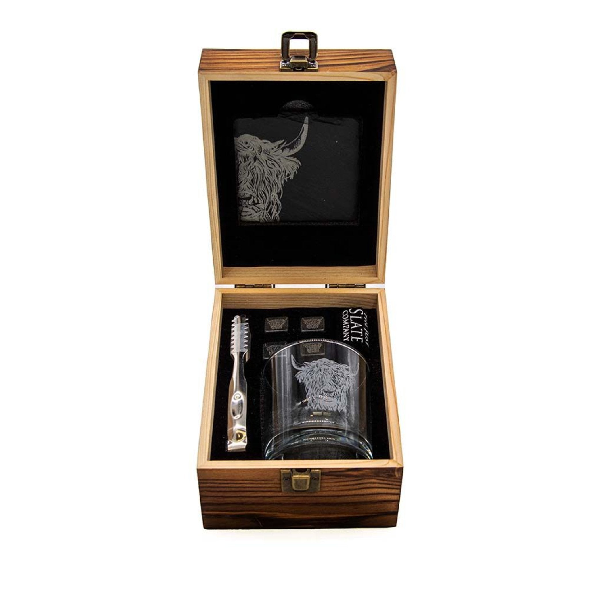 Selbrae House Highland Cow Whiskey Glass Drinks Gift Set