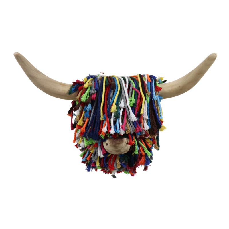 Aquarelle Home Elspeth Stand Mounted Highland Cow Jute Multi