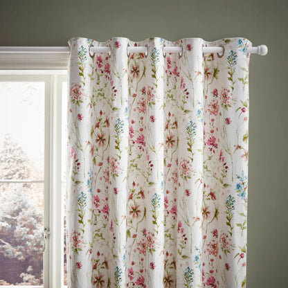 Laura Ashley Wild Meadow Blackout Lined Eyelet Curtains Crimson W223cm D228cm