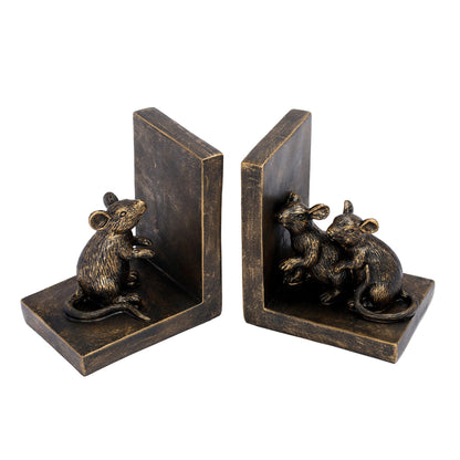 Libra Pallino Antique Gold Mouse Bookends