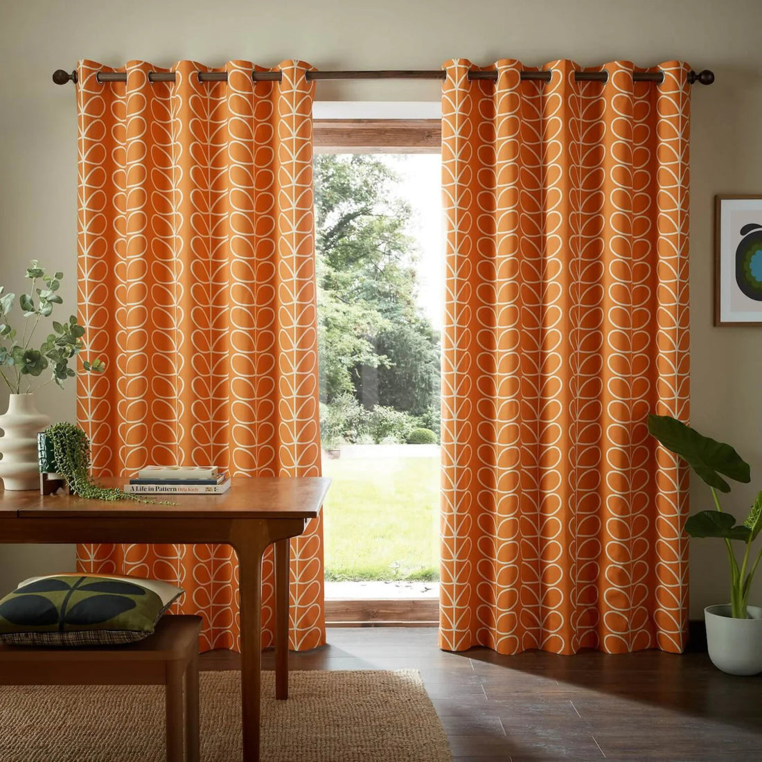 Orla Kiely Linear Stem Curtains Burnt Orange 228cm x 282cm