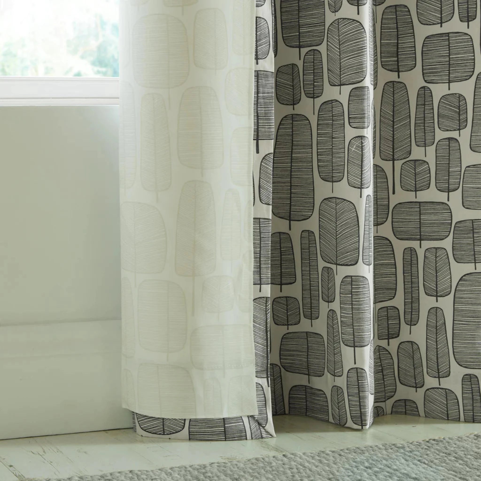 MissPrint Little Trees Monochrome Lined Curtains lined