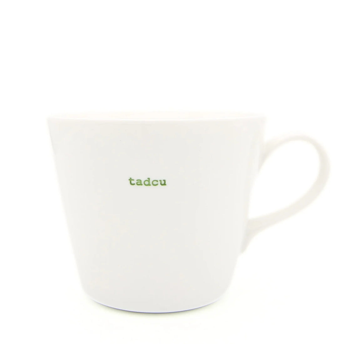White mug with &