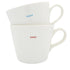Two white mugs with &