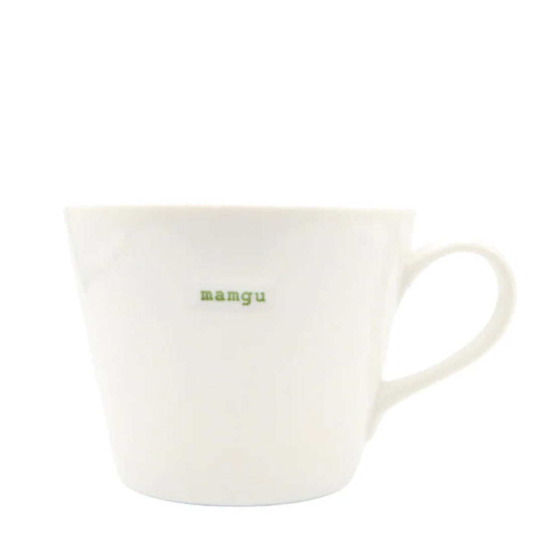 White mug with &