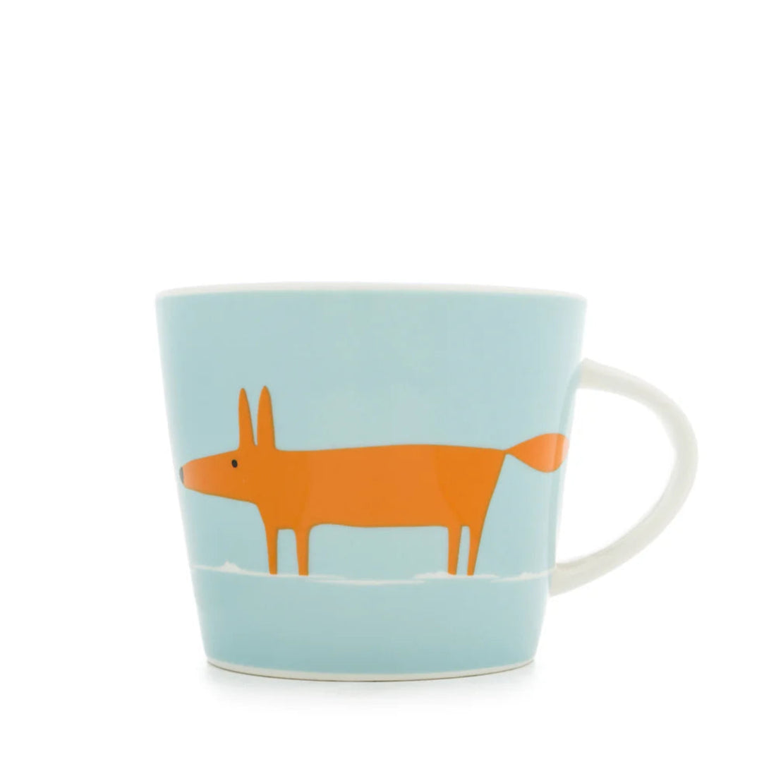 Scion Living Mug Mr Fox Duckegg &amp; Orange. Light duck egg blue back ground with orange Mr Fox 