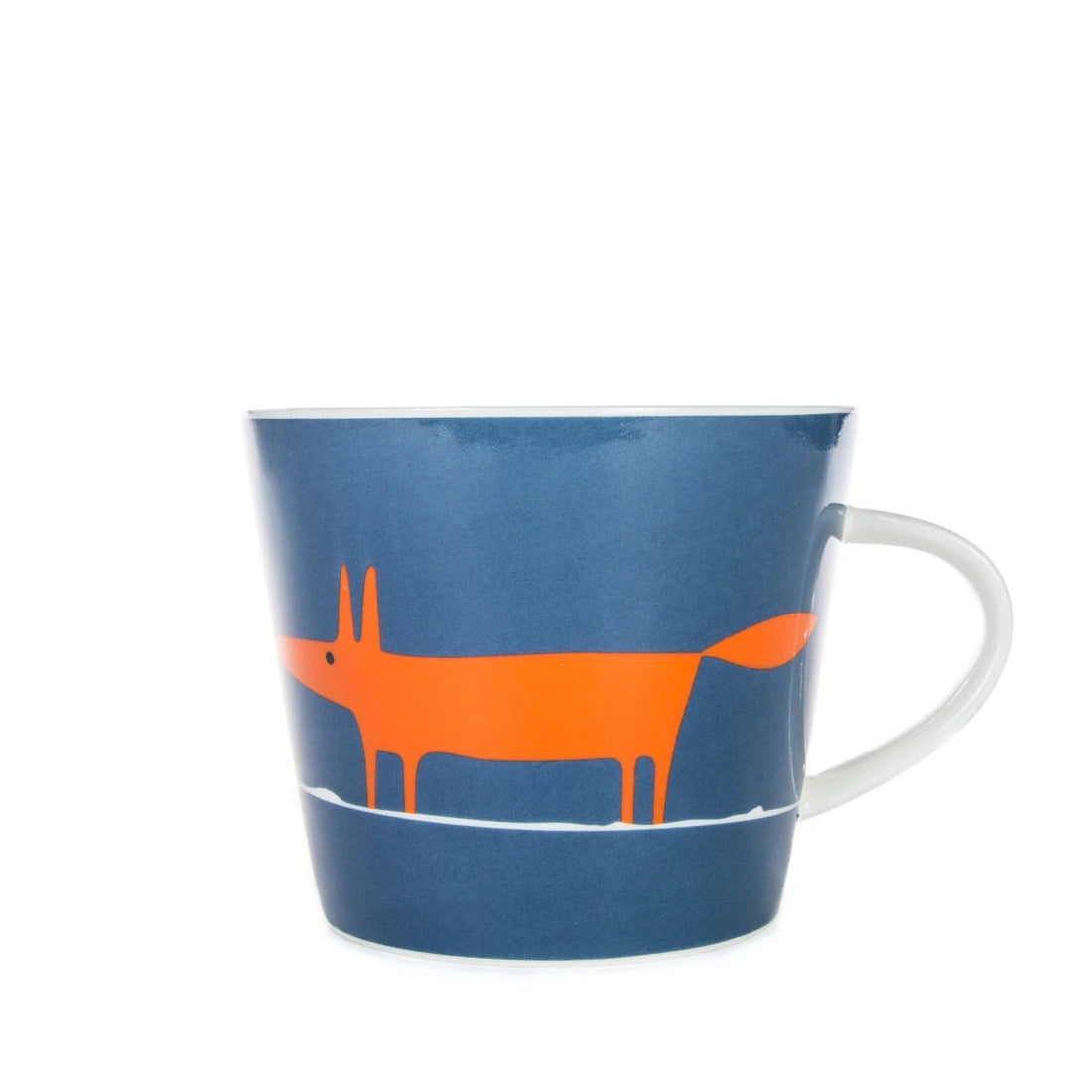 Scion Living Mug Mr Fox Denim &amp; Orange. Denim blue background with bold orange fox design