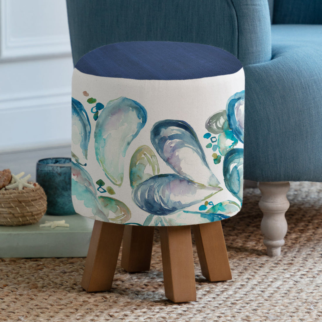 Voyage Maison Mussel Shells Monty Footstool Marine