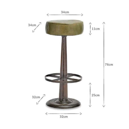 Bar stool with dimensions labeled on a white background