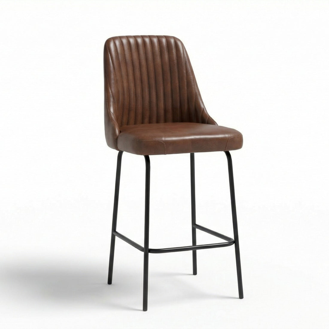 Nkuku Harsha Leather Counter Chair Chocolate Brown 