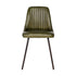 Green chair with black legs on a white background