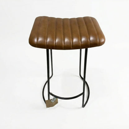 Nkuku Narwana Ribber Leather Stool Aged Leather Large 