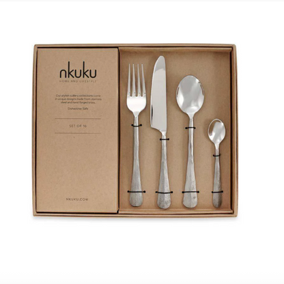 Nkuku Osko 16 Piece Cutlery Set Brushed Silver