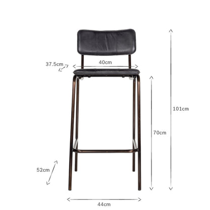 a tall black chair with measurements