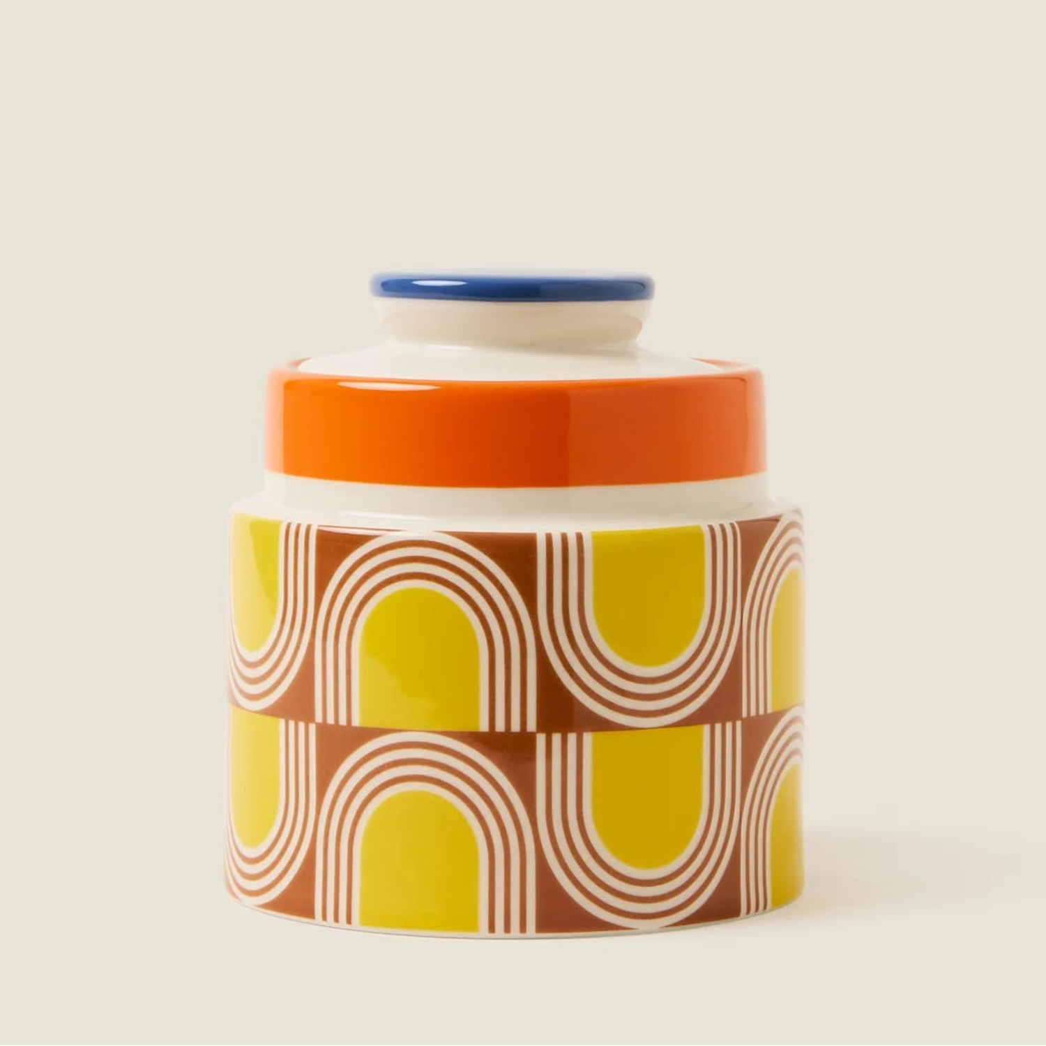 Measuring 12cm x 12cm x 12.5cm
Ceramic
Hand water wrapped decals and hand dipped

Spot Square Oval print
Dishwasher &amp; microwave safe
Colours: Yellow, Pink, Green, Black