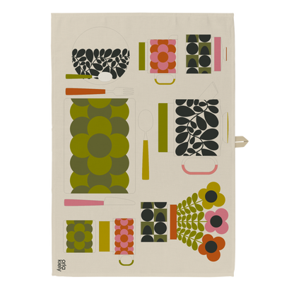 Orla Kiely Retro Stripe Set of 2 Tea Towels Green 