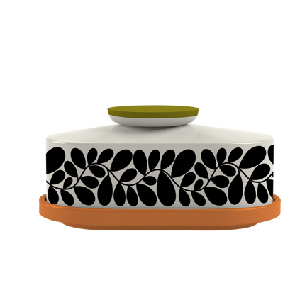 Orla Kiely Sycamore Stripe Butter Dish Orange 