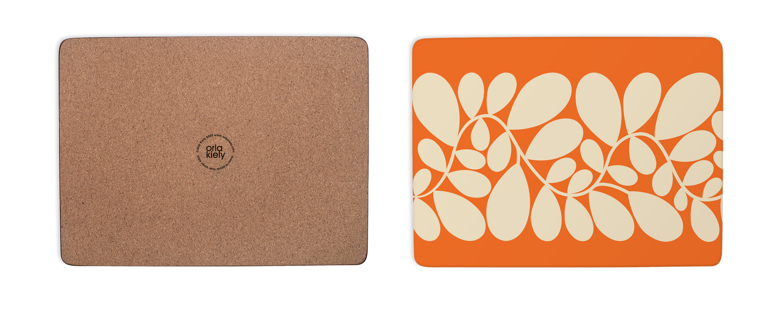 Two mouse pads, one brown and one with a floral pattern on orange, on a white background.