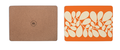 Two mouse pads, one brown and one with a floral pattern on orange, on a white background.