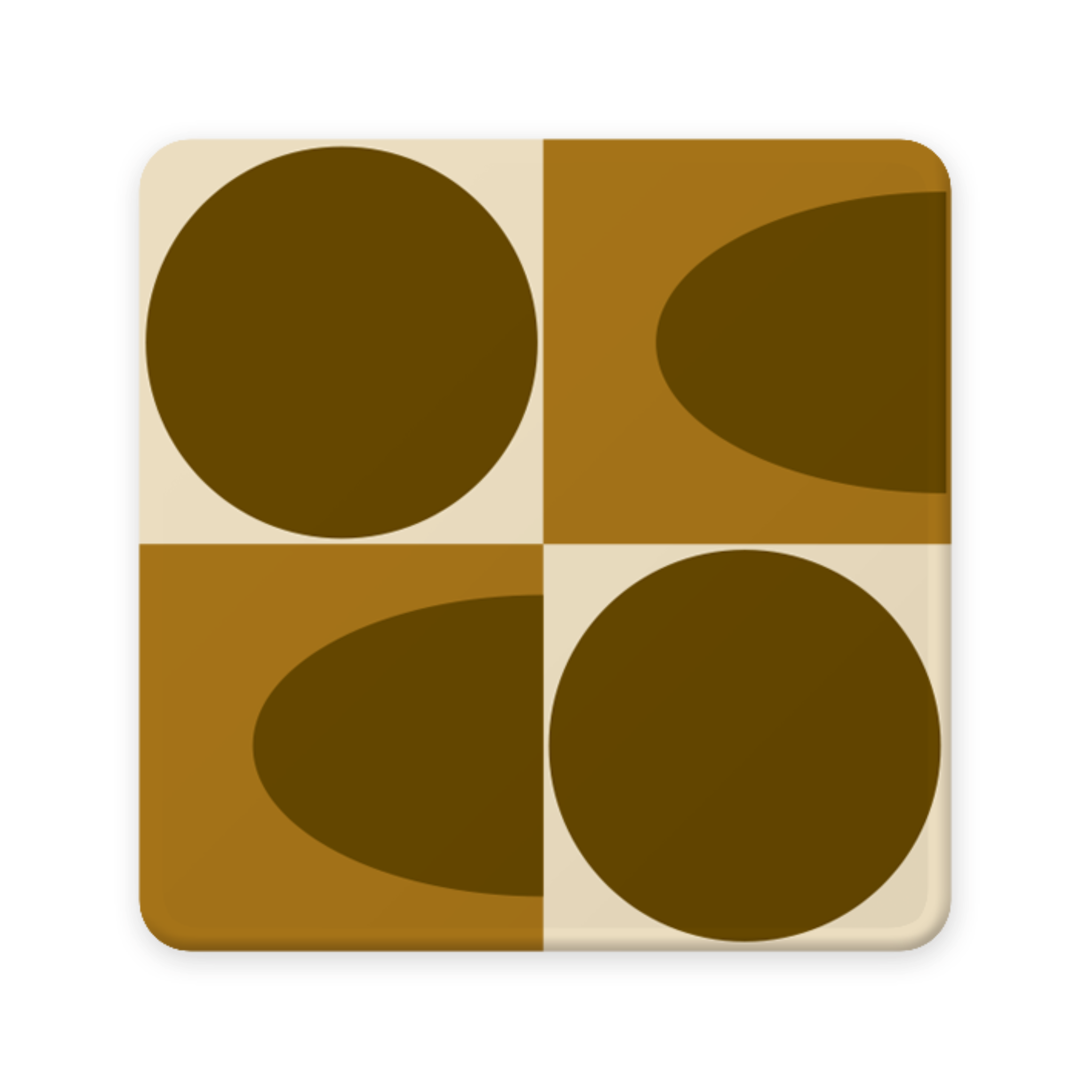 Square coaster with geometric brown circle design on a beige background