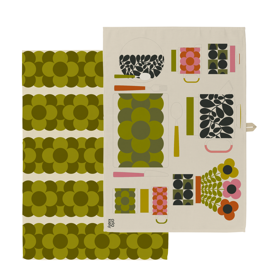 Orla Kiely Retro Stripe Set of 2 Tea Towels Green