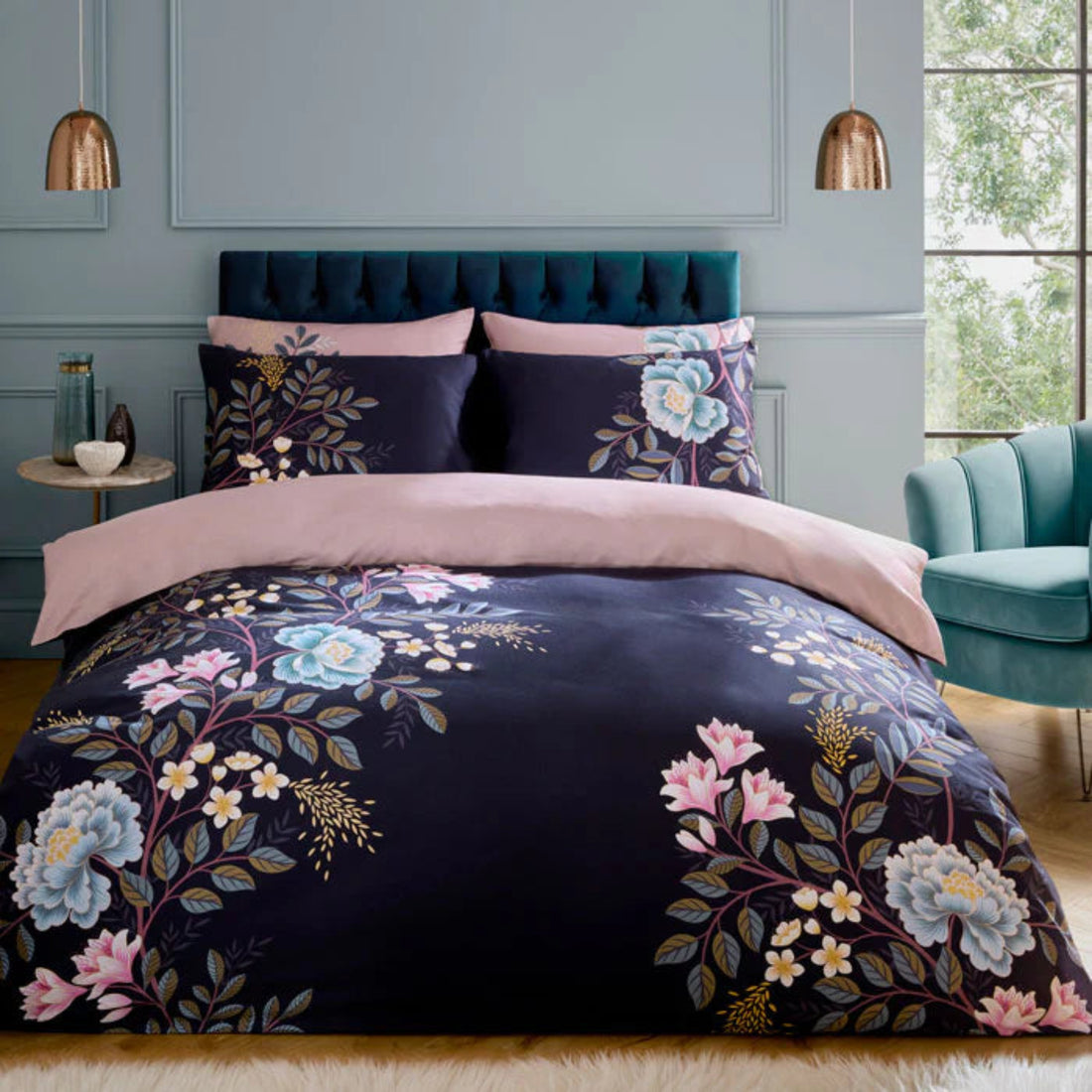 Sara Miller Oriental Blossom Reversible Duvet Cover Set